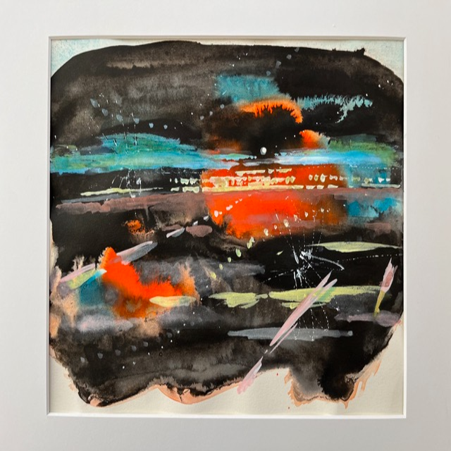 ©Copyright Mathias Schauwecker, Lunaire, encre et gouache sur papier, 24 x 32 cm, 2024