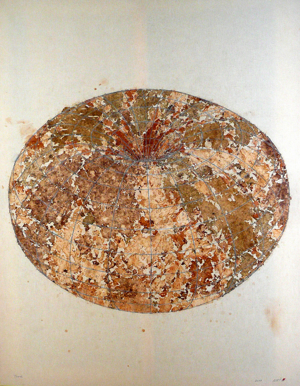 ©Kai Masayuki, Tore, tissu enterré marouflé sur toile, 162 x 130 cm, 2011